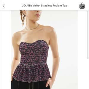 NWT- UO Alba Velvet Strapless Peplum Top